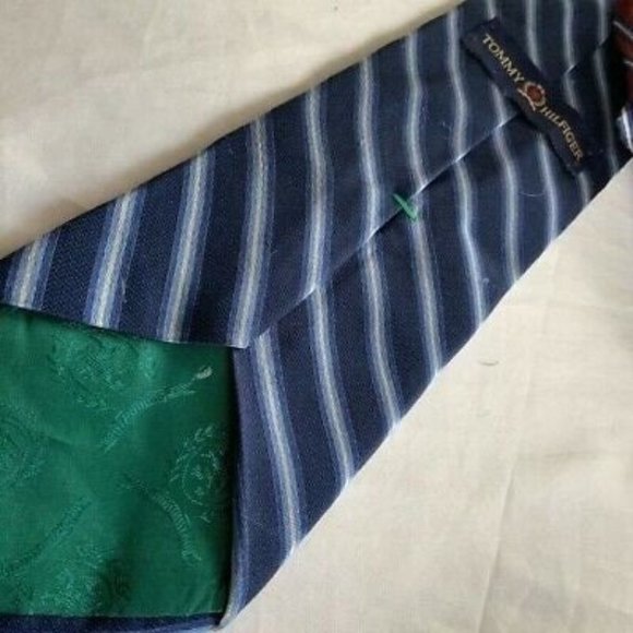 Tommy Hilfiger Mens Tie Blue White Striped Business Work Designer Necktie - Picture 4 of 5